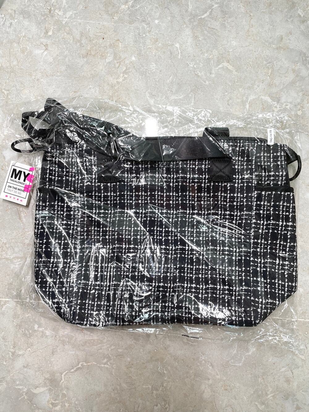 MyTagAlongs Commuter Tote Black Lightweight Tweed Neoprene Work Shoulder Bag